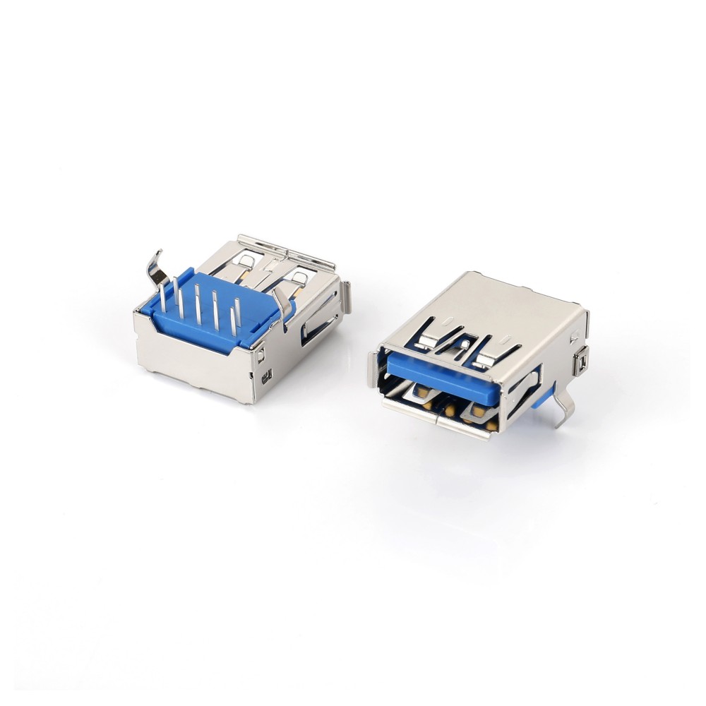 05AR-5201 USB3.0 AF 90度DIP彎腳有卷邊無缺口 L16.5 端子外露3.0
